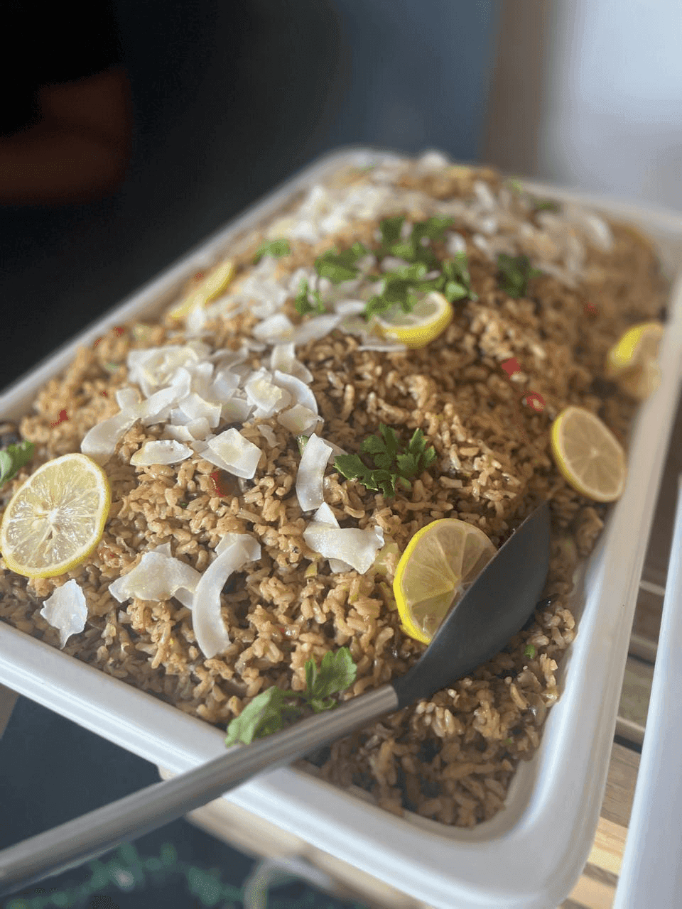 Wild rice pilaf salad with lemon, served alongside the braai.